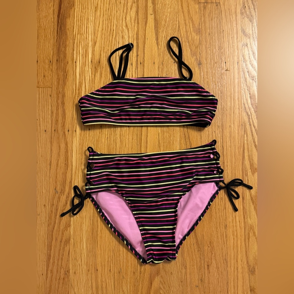 Girl’s Target art class Striped Bikini Set size 10-12 Large